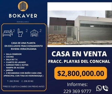 CASA DE UNA PLANTA EN VENTA FRACC. PLAYAS DEL CONCHAL