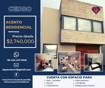 Casa en venta en Zakia - El Marqués Querétaro - ACENTO Residencial - Mod. Cedro
