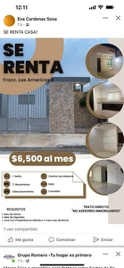 Casas en renta - 1m2 - 2 recámaras - Las Américas II - $6,500