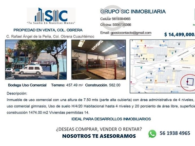 VENTA DE PROPIEDAD EN COL. OBRERA