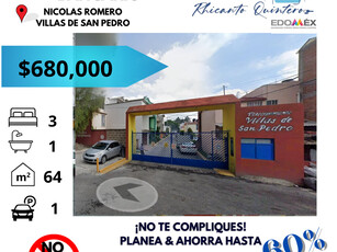 Casa en venta Solidaridad 56, Mz 027, Villas De San Pedro, 54434 Cdad. Nicolás Romero, Méx., México