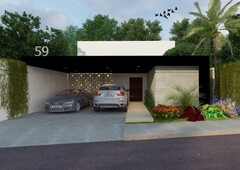 casa en venta de una planta en priv chaactun, 3 hab, piscina, zona country