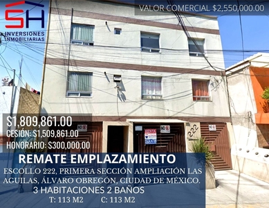 dpto. en venta remate bancario en la 1 sección de las águilas, álvaro obregón - 113 m2