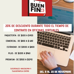 ¡PROMOCION DE BUEN FIN 20% DE DESCUENTO EN OFICINAS VIRTUALES !