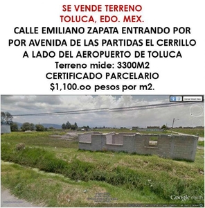 Terreno en Venta en CERRILLO Toluca de Lerdo, Mexico