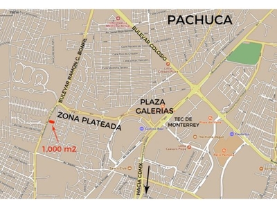 Extenso terreno de 1000 m2 sobre blvd Bonfil, zona plateada, Pachuca.