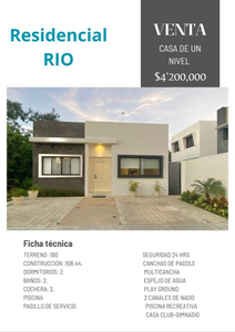 Excelente Y Cómoda Casa De Un Piso En Residencial Rio, Cancún, Benito Juárez, Qroo ¡ubicación Privilegiada!