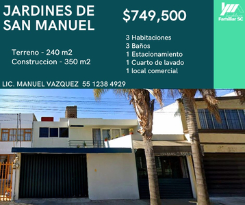 Casa En Venta Remate Bancario San Manuel Cerca De Cu Buap Puebla Mvm