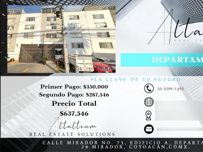 Departamento En Venta, Coyoacan Mirador, En Remate...!!